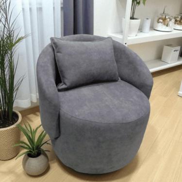 Imagem de Poltrona Curva Orgânica Decorativa Escritório Sala E Recepção Com Almofada Bella Bouclé Cinza - Mabe Magazine