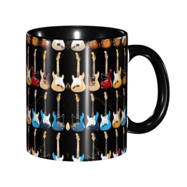 Imagem de Zeraoke Caneca de café criativa com estampa de guitarra artística, personalizada, presente para família, tamanho de 325 ml, unissex