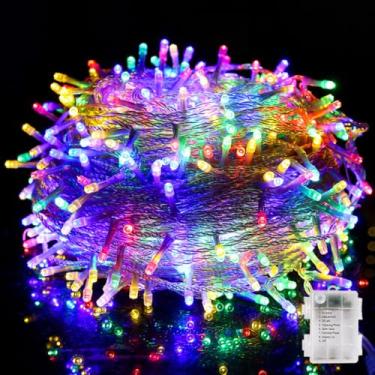 Imagem de YUANHUYUOU Luzes de corda de Natal, 10 m, 80 LED, luzes de fadas operadas por bateria, luzes de corda de LED à prova d'água para decoração interna e externa, jardim, festa, Natal (colorido)