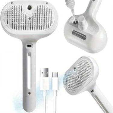 Imagem de Escova de vapor, remove pelos soltos, penteia suavemente, indicada para animais, e portatil, facil de usar, com um design ergonomico, pratico