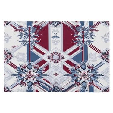 Imagem de Tapete de área 60 x 90 cm macio lavável tapete antiderrapante com suporte de borracha ornamento russo tradicional tapetes de área para sala de estar, quarto, decoração de casa