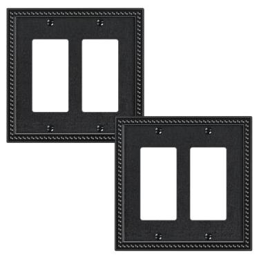 Imagem de TREEWELL Pacote com 2 placas de cobertura decoradora dupla, placas decorativas de interruptores e tampas de tomada, placas de parede de policarbonato inquebráveis para tomadas elétricas