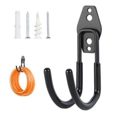 Imagem de Pruite Suporte de mangueira de jardim de metal - Suporte de mangueira resistente para montagem na parede com parafusos, 1 pacote com suporte de mangueira para uso externo, adequado para jardim,