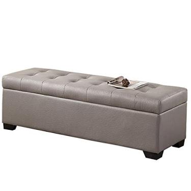 Imagem de FAMEOYA Banqueta otomana, banco de cama, sofá com tecnologia confortável, tecido de grande capacidade, pode ser virado para quarto, sala de estar, casa, banco de troca de sapatos, vários tamanhos