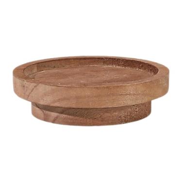 Imagem de KiBcsLic Bandeja Redonda de Madeira, Travessa para Servir, Bandeja Rústica para Frutas Secas, Ideal para Mesas de Centro, Hotéis E Uso Doméstico, Castanho claro