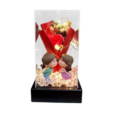 Imagem de Fxzqgnh Elegante Buquê de Flores Artificiais com Luzes, Flores Artificiais E Flores de Sabonete para O Dia Dos Namorados E O Dia Mães, Style B, Tamanho real