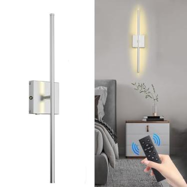 Imagem de Luminária de parede LED com espelho, sem fio, a bateria, giratória 360°, com controle remoto e ajuste de intensidade por toque, recarregável via USB, para leitura em ambientes internos, 5000