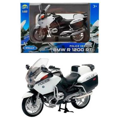 Imagem de Miniatura Moto BMW R 1200 RT Police Welly 1/18, Branco