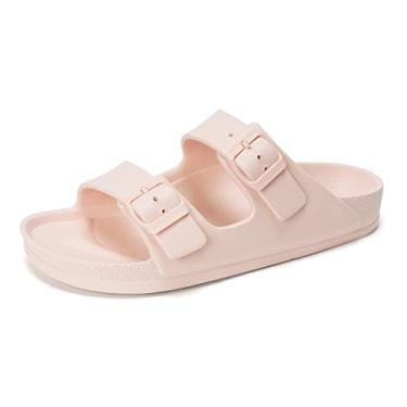 Imagem de FUNKYMONKEY Sandálias femininas confortáveis de plástico ajustáveis com fivela dupla, Rosa/PPZ, 38