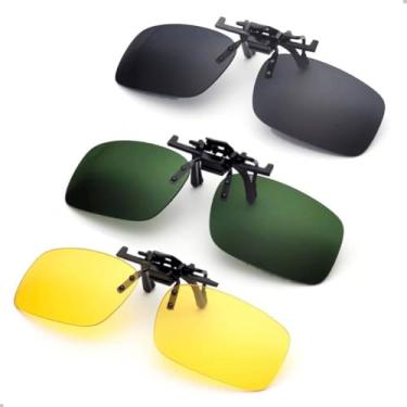 Imagem de Kit 3 Clip On Para Armação de Óculos de Grau Polarizado Dirigir Pescar