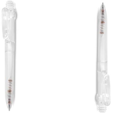 Imagem de Caneta Esferográfica Retrátil, Plástico Translúcido com Grip Ergonômico, Escrita Azul, Ponta Média, 1mm, Ambidestra, 8mm Diâmetro (Kit 2 Transparente)