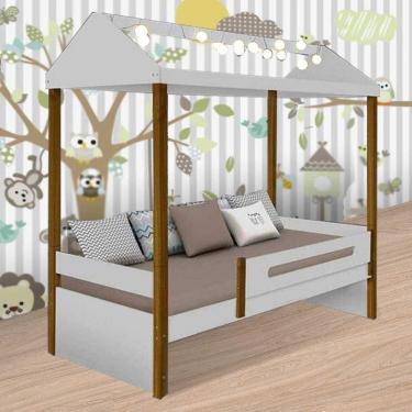 Imagem de Cama Casa Solteiro Sara Branca com LED