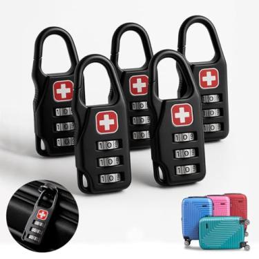 Imagem de Kit 5 Cadeados Senha Segredo Bolsa Mochila Mala De Viagem