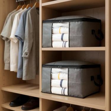 Imagem de Kit 2 Sacos Organizador Guarda Roupas Closet ideal para Edredons Cobertores Travesseiro Pelucia Multiuso Anti Mofo 84 L medidas 60X40x35