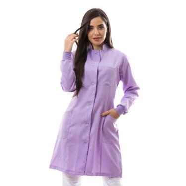 Imagem de Jaleco Feminino Acinturado Gola Padre Oxford Lilás Capri - Gardenia Ja