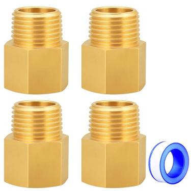 Imagem de Encaixe de tubulação de latão, UNWAVER fêmea de 1/2 polegada x 1/5.1 cm macho NPT adaptadores redutores conectores de extensão para chuveiro (4 peças, 1/5.1 cm NPT)
