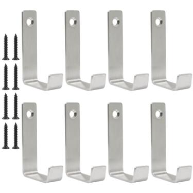 Imagem de BokWin Pacote com 8 ganchos de parede de metal – Gancho de revestimento prata resistente para pendurar toalhas, bolsas, chapéus, chaves, roupões, mochilas, uso interno e externo, organizador