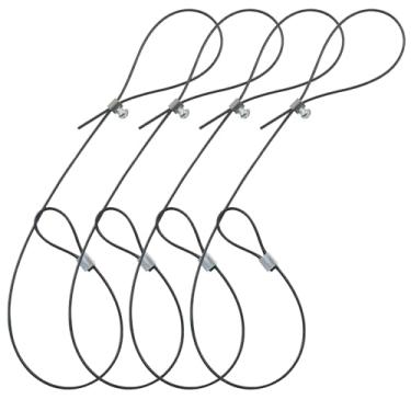 Imagem de BokWin Pacote com 4 cabos de trinco de portão, cordão ajustável de 35 cm para metal, vinil, cercas de madeira e abridor de portão de quintal de jardim (preto)