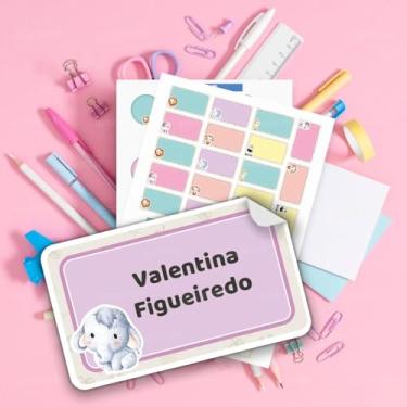 Imagem de Kit de Etiquetas Escolares Personalizadas Safari 02 para material escolar infantil, identificação de cadernos, livros, lápis, lancheira e garrafinha