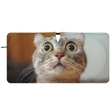 Imagem de Toldo de sol personalizado fofo com estampa de gato para para-brisas de carro persianas dobráveis para janelas frontais floral automotivo, 81 cm x 157 cm