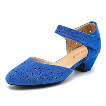 Imagem de Nmiyaul Sapato feminino com tira no tornozelo, bico fechado, bico fechado, salto baixo, sapatos retrô D'Orsay com gancho e laço, confortável, vintage, elegante, festa de casamento, trabalho, igreja,