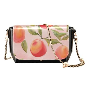 Imagem de Starfish flutua na água e conchas na praia bolsas transversais de couro para mulheres, tamanho médio, bolsa feminina de couro com zíper, Aquarela pêssegos rosa - 2, One Size