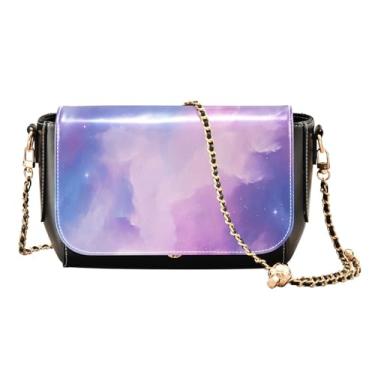 Imagem de Bolsa de ombro preta para chá e limões com bolsos, bolsas transversais femininas, bolsa de couro para mulheres a tiracolo, Papel de parede Galaxy - 6, One Size