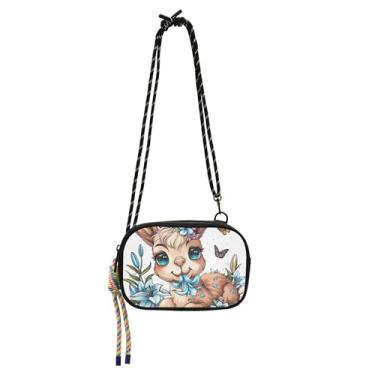 Imagem de Lhama Cute Alpaca Small Crossbody Bags Women Purse Travel Small Shoulder Bag Floral Cute Phone Wallet Bolsas