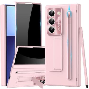 Imagem de YQODSZ Capa para Samsung Galaxy Z Fold 7 com suporte para caneta S e Stylus, Z Fold 7 capa fina de corpo inteiro com protetor de tela de privacidade, suporte, protetor de câmera, antiespião, capa