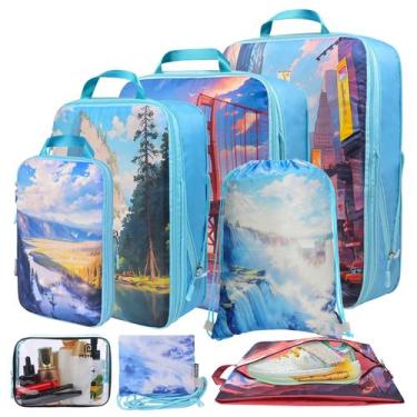 Imagem de Saco de armazenamento PFEYRPK Compression Packing Cubes, conjunto de 7