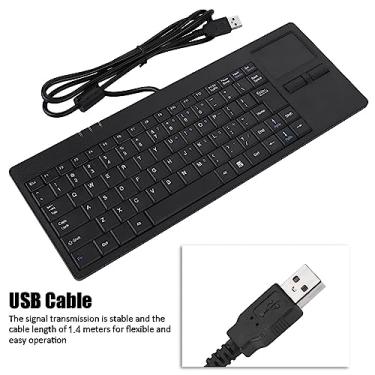 Imagem de Luqeeg Teclado USB Fino Com Fio, 86 Teclas, Mini Teclado Antiderrapante Com Touchpad para Entretenimento Doméstico, Operação Estável para Jogos