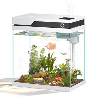Imagem de Vehipa 25L Mini Aquário Kit Completo, Aquário Pequeno com Estação de Alimentação Automática, Umidificador, Bomba 4 em 1 de Baixo Ruído, Indicador de Temperatura e Iluminação Ajustável