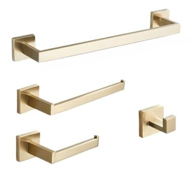 Imagem de Porta Shampoo para Banheiro，Kit Acessórios Para Banheiro Completo 4 Peças Inox 40/60cm Toalheiro De Banheiro Dourado Escovado(Dourado Escovado 40cm)
