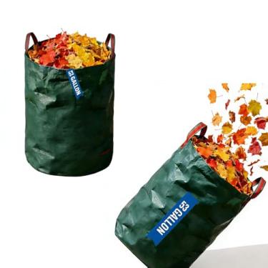 Imagem de Sacos de lixo dobráveis de quintal, reutilizáveis, sacos de jardim resistentes de 53 galões para coleta de folhas, adequados para limpeza de areia ao ar livre, folhas caídas e aparas de grama.