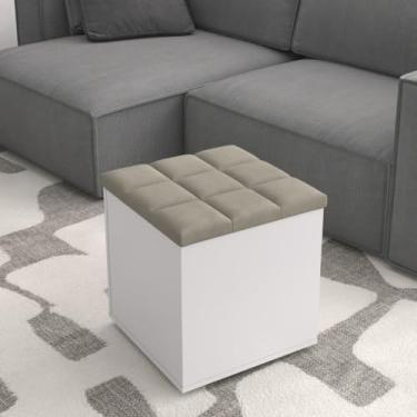 Imagem de Banqueta de armazenamento em camurça, prateleira decorativa para sala de estar, quarto ou escritório(Bege)