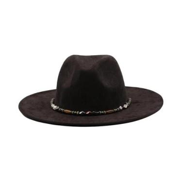 Imagem de Chapéu Fedora Unissex De Camurça Estilo Pork Pie Tamanho 58CM Moda Ban