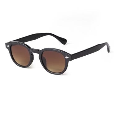 Imagem de Óculos de Sol UV400 - Rebite Redondo Azul Degradê para Homens e Mulheres, Esportes ao Ar Livre, Corrida e Ciclismo, C16 Chá Preto