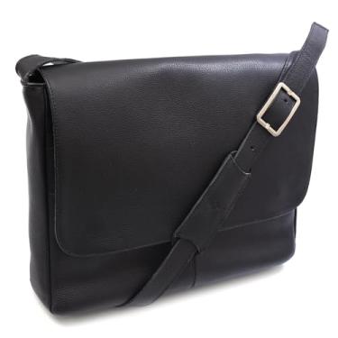 Imagem de Bolsa Maleta Transversal em Couro Legítimo para Notebook 15,6” com Compartimentos Profissionais(Preto)