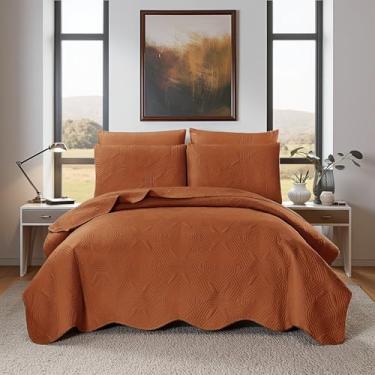 Imagem de Conjunto de colcha de elipse de caramelo geométrico, Queen, 3 peças, macio, leve, reversível, ultrassônico, edredom para todas as estações (elipse caramelo, Queen)