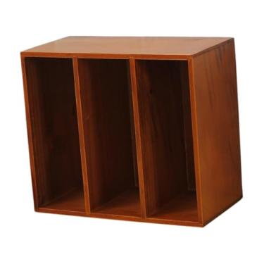 Imagem de Baoblaze Organizador de livros/revistas versátil com 3 compartimentos, em madeira, para uso em casa, artigos de papelaria, perfumes e muito mais. Ideal para, M