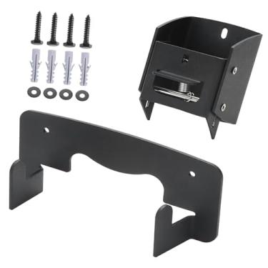 Imagem de Baoblaze Suporte de parede para carrinho de mão com gancho para garagem, em aço preto, com parafusos de montagem. Fácil instalação.