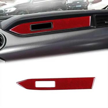 Imagem de BLAKAYA Compatível com adesivo de fibra de carbono passageiro copiloto acessórios para Ford Mustang 2015 2016 2017 2018 2019 2020 (vermelho