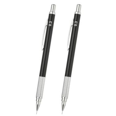 Imagem de PATIKIL 2 peças de lapiseira de 0,3 mm, suporte mecânico de ponta fina para desenho, arte, esboço, marcenaria, preto