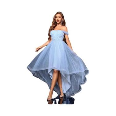 Imagem de Vestido Longo MGIACY Com Decote Único, Bordado Tridimensional, Camada 