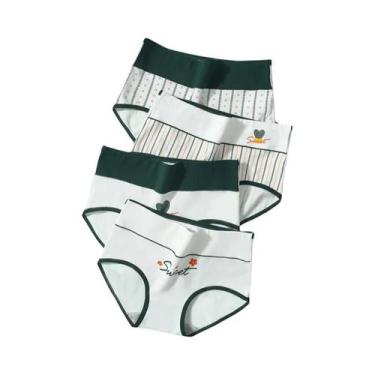 Imagem de Calcinhas De Algodão Respirável Femininas, Ajuste Slim, Moda Com Estam