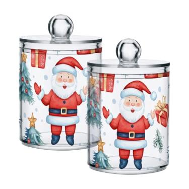 Imagem de xigua Pacote com 4 lindos suportes de Natal para bolas de algodão, cotonete – Frasco de plástico de boticário de armazenamento versátil transparente de 4 ml para banheiro e organização de