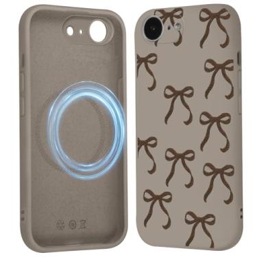 Imagem de Vulfwela Linda capa de telefone com laço coquete para iPhone 16e capa magnética de 6,1 polegadas, compatível com Magsafe, fita estética com padrão de laço capa de proteção de silicone líquido macio