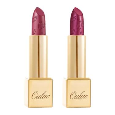 Imagem de Oulac Conjunto de batom roxo metálico – 2 peças de fórmula hidratante vegana leve com cor labial de alto impacto para maquiagem labial de cobertura total, presentes de Natal para mulheres, 03+14