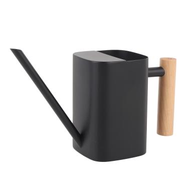 Imagem de YOUTHINK Regador Moderno, Regador de Plantas Com Bico Longo de Aço Inoxidável Com Alça de Madeira Confortável para Uso Interno e Externo (Preto 500ML)