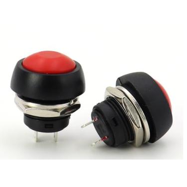 Imagem de Mini interruptor PBS-33b de 2 pinos 12 mm 12 V 1A à prova d'água momentâneo interruptor de botão desde a redefinição sem travamento (vermelho)